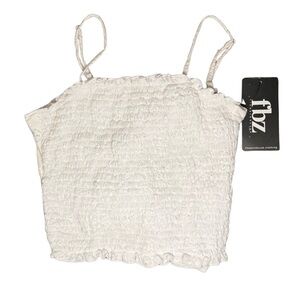 Flowers by Zoe white eyelet smocked double-bow back top Girls size XL NWT